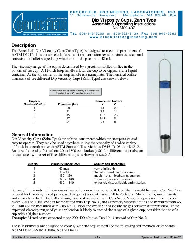 Zahn Cup Viscosity Conversion Chart