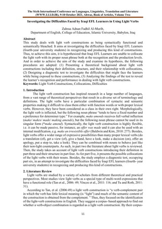 Investigating the Difficulties Faced by Iraqi EFL Learners in Using ...