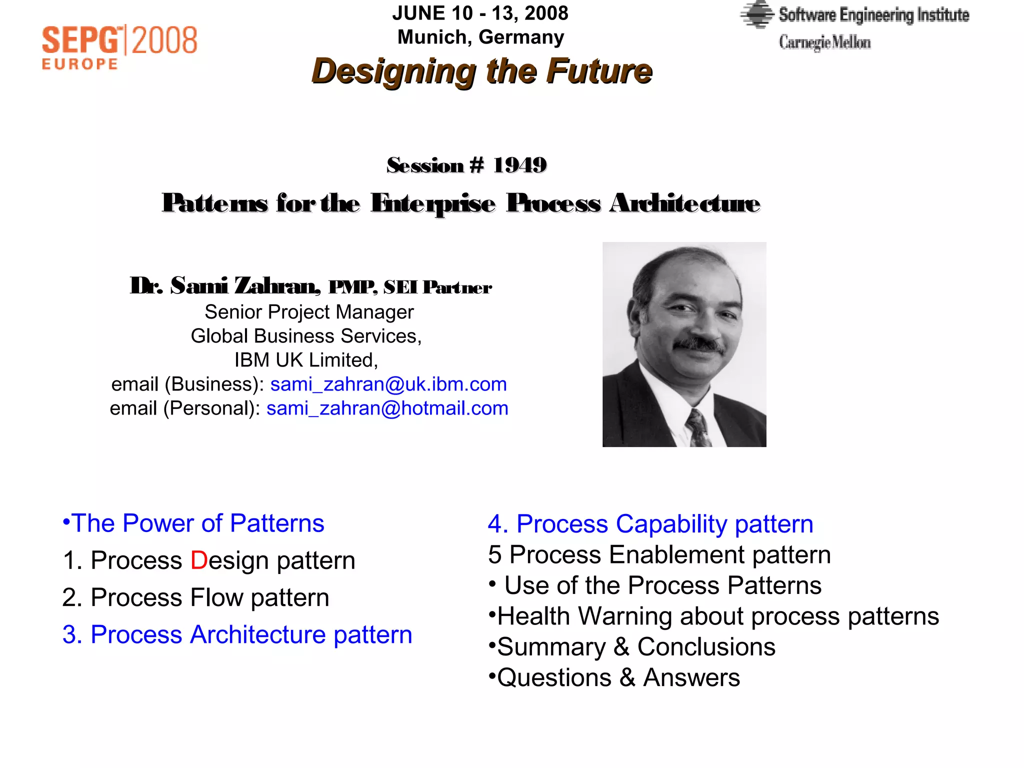 Patterns for the Enterprise Process Architecture | PPT