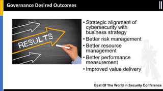 Best Of The World In Security Conference
Governance Desired Outcomes
 