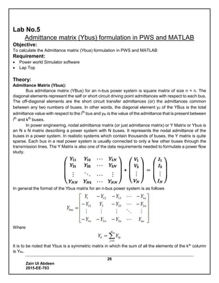 Y Bus Matrix Example Power System Analysis and Design | PDF