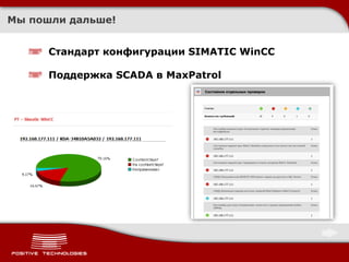 Мы пошли дальше!


      Стандарт конфигурации SIMATIC WinCC

      Поддержка SCADA в MaxPatrol
 