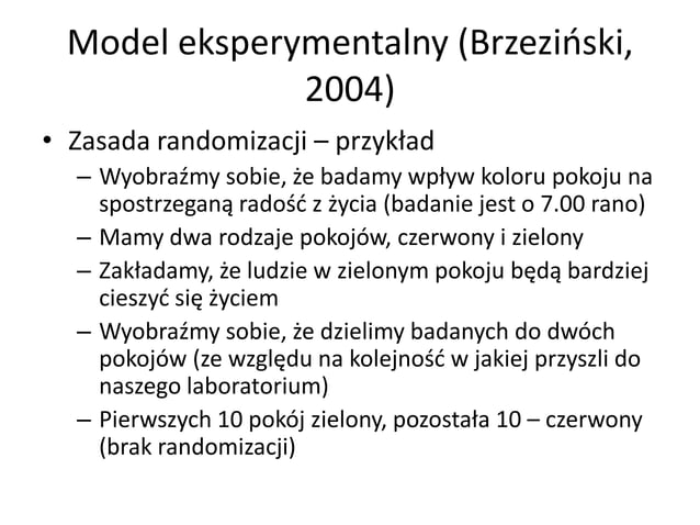Metodologia badań psychologicznych - zajęcia 3 - eksperyment, badanie