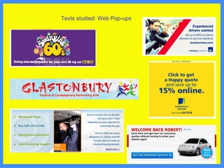 Texts studied: Web Pop-ups 