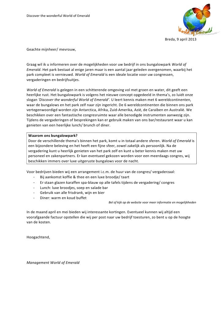 format zakelijke brief