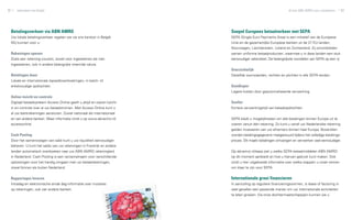 82   zakendoen met België                                                                                      dit kan ABN AMRO voor u betekenen    83




 Betalingsverkeer via ABN AMRO                                           Soepel Europees betaalverkeer met SEPA
 Uw lokale betalingsverkeer regelen we via ons kantoor in België.        SEPA (Single Euro Payments Area) is een initiatief van de Europese
 Wij kunnen voor u:                                                      Unie en de gezamenlijke Europese banken uit de 27 EU-landen,
                                                                         Noorwegen, Liechtenstein, IJsland en Zwitserland. Zij ontwikkelden
 Rekeningen openen                                                       samen uniforme betaalproducten, waarmee u in deze landen een stuk
 Zoals een rekening-courant, zowel voor ingezetenen als niet-            eenvoudiger zakendoet. De belangrijkste voordelen van SEPA op een rij:
 ingezetenen, ook in andere belangrijke vreemde valuta.
                                                                         Overzichtelijk
 Betalingen doen                                                         Dezelfde voorwaarden, rechten en plichten in alle SEPA-landen.
 Lokale en internationale (spoed)overboekingen, in batch- of
 enkelvoudige opdrachten.                                                Goedkoper
                                                                         Lagere kosten door geautomatiseerde verwerking.
 Online inzicht en controle
 Digitaal betaalsysteem Access Online geeft u altijd en overal inzicht   Sneller
 in en controle over al uw betaalstromen. Met Access Online kunt u       Kortere verwerkingstijd van betaalopdrachten.
 al uw bankrekeningen aansturen. Zowel nationaal als internationaal
 en van andere banken. Meer informatie vindt u op www.abnamro.nl/        SEPA biedt u mogelijkheden om alle betalingen binnen Europa uit te
 accessonline.                                                           voeren vanuit één rekening. Zo kunt u vanaf uw Nederlandse rekening
                                                                         gelden incasseren van uw afnemers binnen heel Europa. Bovendien
 Cash Pooling                                                            worden betalingsgegevens meegestuurd tijdens het volledige betalings­
 Door het samenvoegen van saldi kunt u uw liquiditeit eenvoudiger        proces. Dit maakt betalingen ontvangen en verwerken veel eenvoudiger.
 beheren. U kunt het saldo van uw rekeningen in Frankrijk en andere
 landen automatisch overboeken naar uw ABN AMRO rekening(en)             Op abnamro.nl/sepa ziet u welke SEPA-betaalmiddelen ABN AMRO
 in Nederland. Cash Pooling is een verzamelnaam voor verschillende       op dit moment aanbiedt en hoe u hiervan gebruik kunt maken. Ook
 oplossingen voor het handig omgaan met uw betaalrekeningen,             vindt u hier uitgebreide informatie over welke stappen u moet nemen
 zowel binnen als buiten Nederland.                                      om klaar te zijn voor SEPA.


 Rapportages leveren                                                     Internationale groei financieren
 Intradag en elektronische einde dag-informatie over mutaties            In aanvulling op reguliere financieringsvormen, is lease of factoring in
 op rekeningen, ook van andere banken.                                   veel gevallen een passende manier om uw internationale activiteiten
                                                                         te laten groeien. Via onze dochtermaatschappijen kunnen we u
 