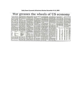 Daily Dawn Economic & Business Review December 8-14, 2003

 