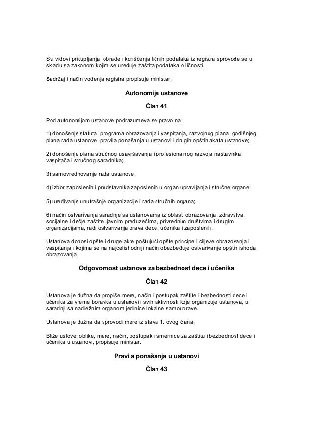Zakon o osnovama sistema obrazovanja i vaspitanja Zakon o osnovama sistema obrazovanja i vaspitanja