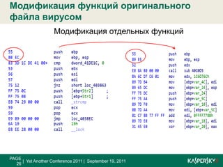 Часть кода вируса меняется от поколения к поколению