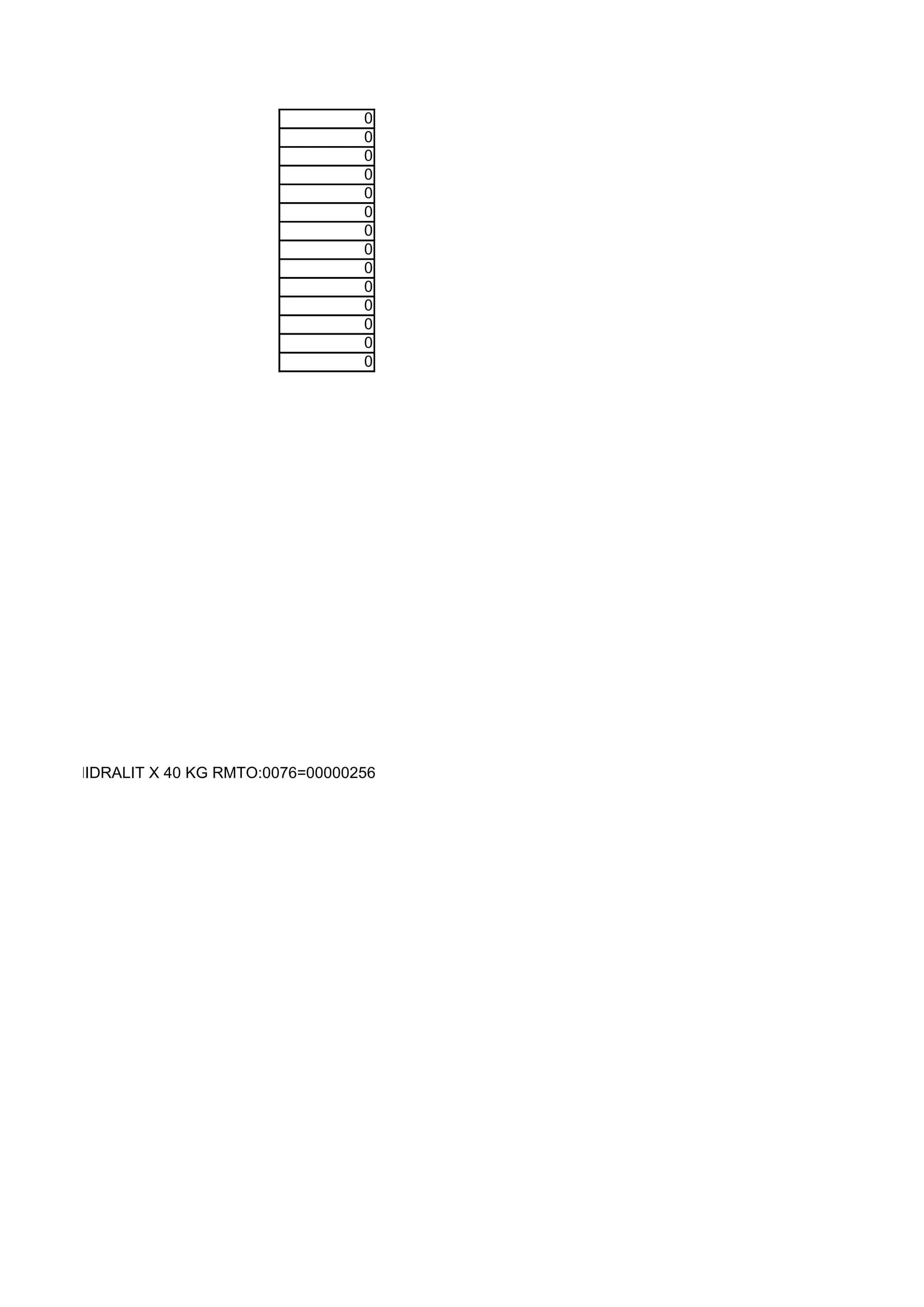 0
                                          0
                                          0
                                          0
                                          0
                                          0
                                          0
                                          0
                                          0
                                          0
                                          0
                                          0
                                          0
                                          0




OLSAS DE HIDRALIT X 40 KG RMTO:0076=00000256
 