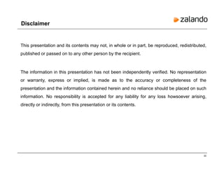22
Disclaimer
This presentation and its contents may not, in whole or in part, be reproduced, redistributed,
published or passed on to any other person by the recipient.
The information in this presentation has not been independently verified. No representation
or warranty, express or implied, is made as to the accuracy or completeness of the
presentation and the information contained herein and no reliance should be placed on such
information. No responsibility is accepted for any liability for any loss howsoever arising,
directly or indirectly, from this presentation or its contents.
 