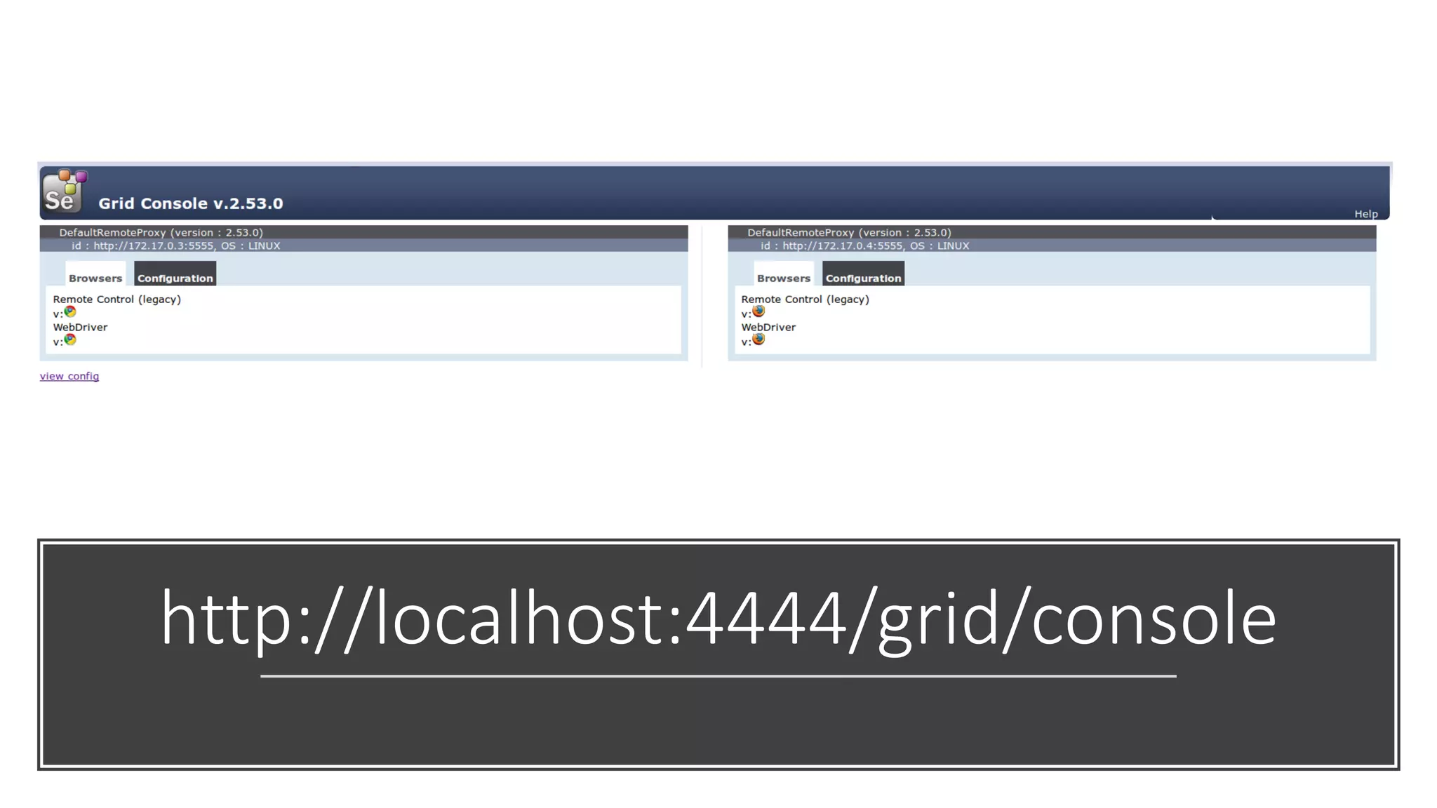 http://localhost:4444/grid/console 