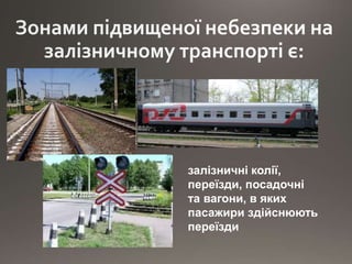 залізничні колії,
переїзди, посадочні
та вагони, в яких
пасажири здійснюють
переїзди
 