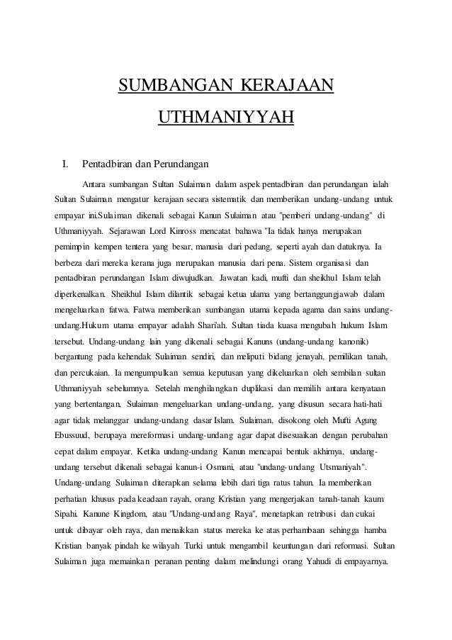 Contoh Assignment Kerajaan Uthmaniyah - Contoh O