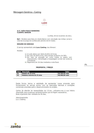 Mensagem Genérica – Casting




                              165
 