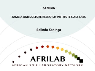 ZAMBIA AGRICULTURE RESEARCH INSTITUTE SOILS LABS
ZAMBIA
Belinda Kaninga
 