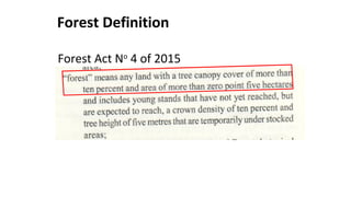 Forest Definition
Forest Act No
4 of 2015
 