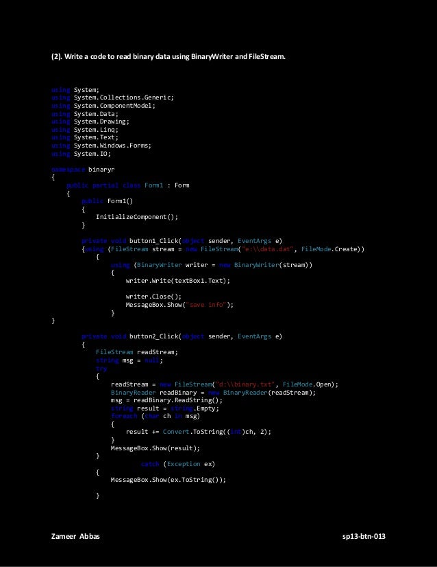 read and write program on c