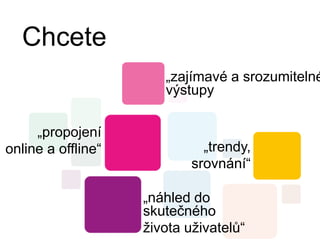 Chcete„zajímavé a srozumitelné výstupy„propojeníonline a offline“„trendy,srovnání“„náhled do skutečného života uživatelů“