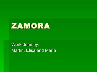 ZAMORA Work done by: Martín, Elisa and María 