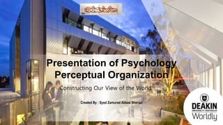 Presentation of Psychology
Perceptual Organization
Created By : Syed Zamurad Abbas Sherazi
Constructing Our View of the World
 
