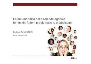La nati-mortalità delle aziende agricole
femminili: fattori, problematiche e fabbisogni
Barbara Zanetti (INEA)
Roma, 1 aprile 2014
 
