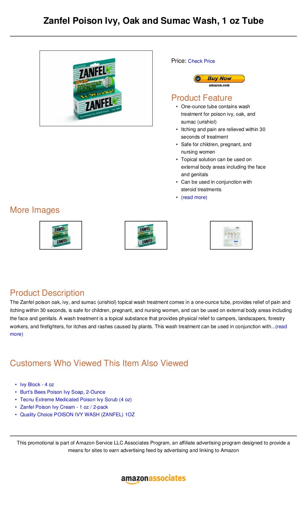 Zanfel poison ivy, oak and sumac wash, 1 oz tube