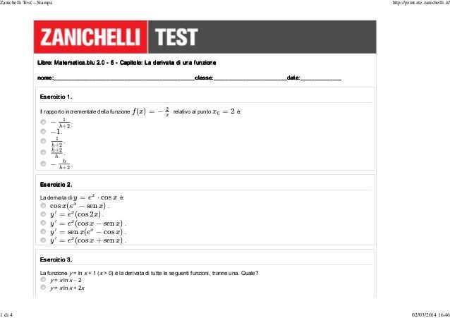 Zanichelli Matematica Blu Esercizi Svolti Volume 1 Zanichelli test – stampa