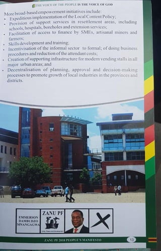 ZANU PF 2018 Elections Manifesto 