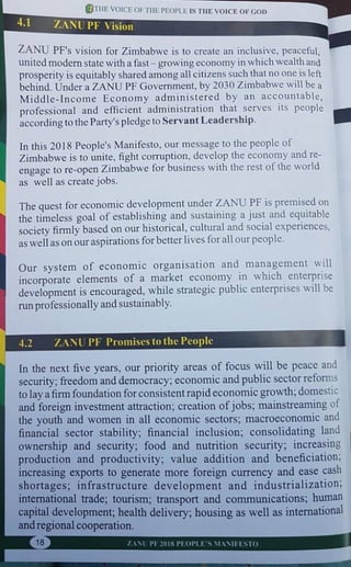 ZANU PF 2018 Elections Manifesto 