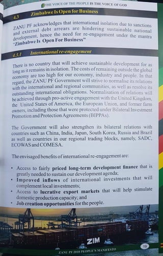 ZANU PF 2018 Elections Manifesto 