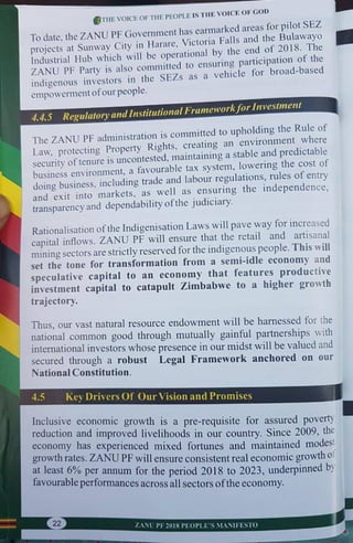 ZANU PF 2018 Elections Manifesto 