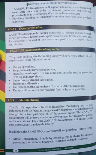 ZANU PF 2018 Elections Manifesto 