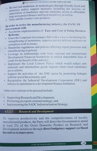 ZANU PF 2018 Elections Manifesto 