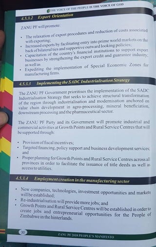 ZANU PF 2018 Elections Manifesto 