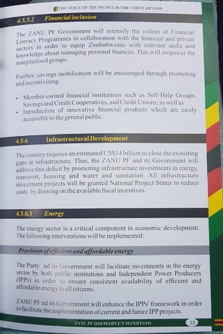 ZANU PF 2018 Elections Manifesto 