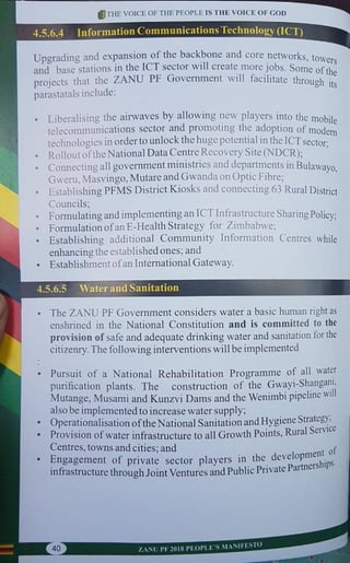 ZANU PF 2018 Elections Manifesto 
