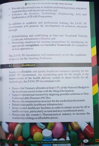 ZANU PF 2018 Elections Manifesto 