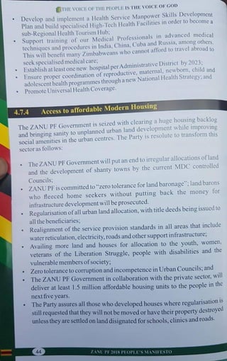 ZANU PF 2018 Elections Manifesto 