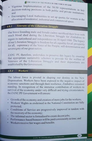 ZANU PF 2018 Elections Manifesto 
