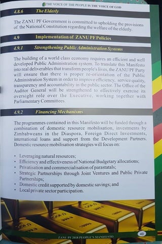 ZANU PF 2018 Elections Manifesto 