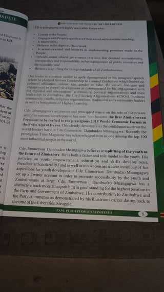ZANU PF 2018 Elections Manifesto 