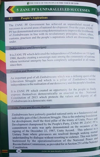 ZANU PF 2018 Elections Manifesto 
