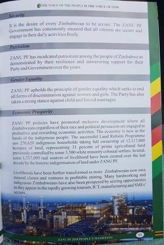 ZANU PF 2018 Elections Manifesto 
