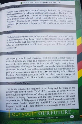 ZANU PF 2018 Elections Manifesto 