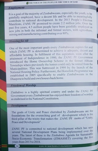 ZANU PF 2018 Elections Manifesto 