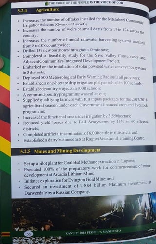ZANU PF 2018 Elections Manifesto 
