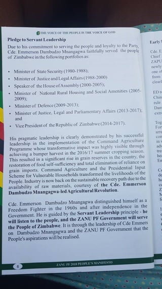 ZANU PF 2018 Elections Manifesto 