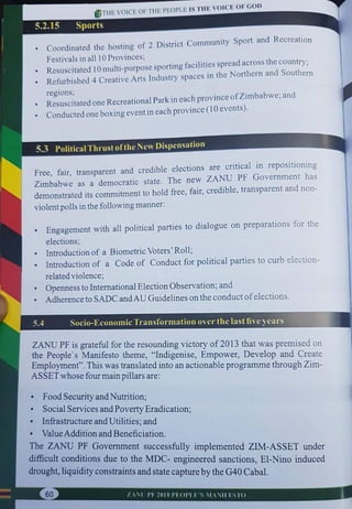 ZANU PF 2018 Elections Manifesto 