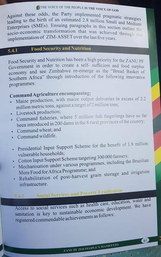 ZANU PF 2018 Elections Manifesto 